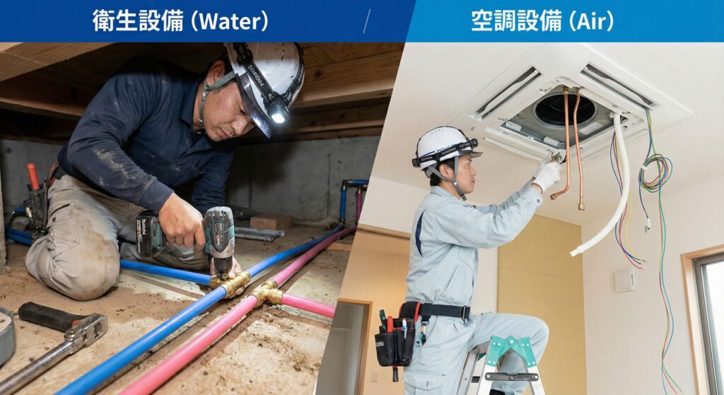 「衛生設備（水）」vs「空調設備（空気）」どっちを専門にすべき？仕事のキツさと将来性を徹底比較
