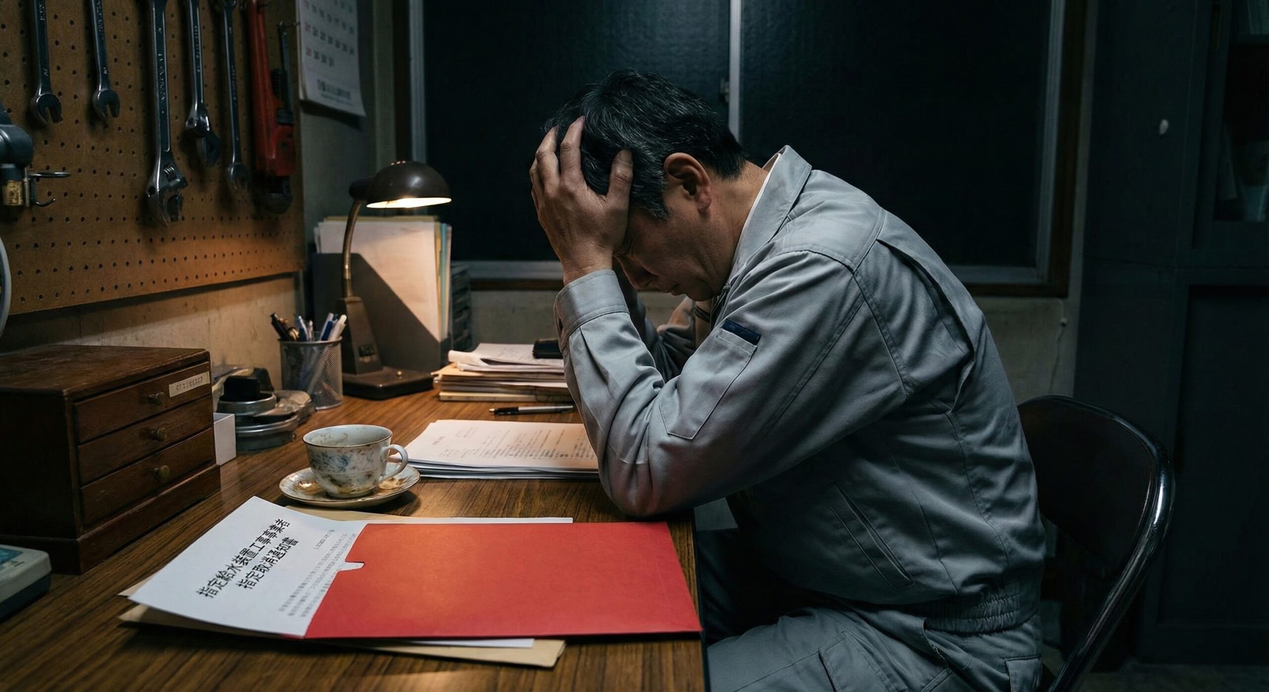 指定取消通知書に絶望する経営者のイメージ