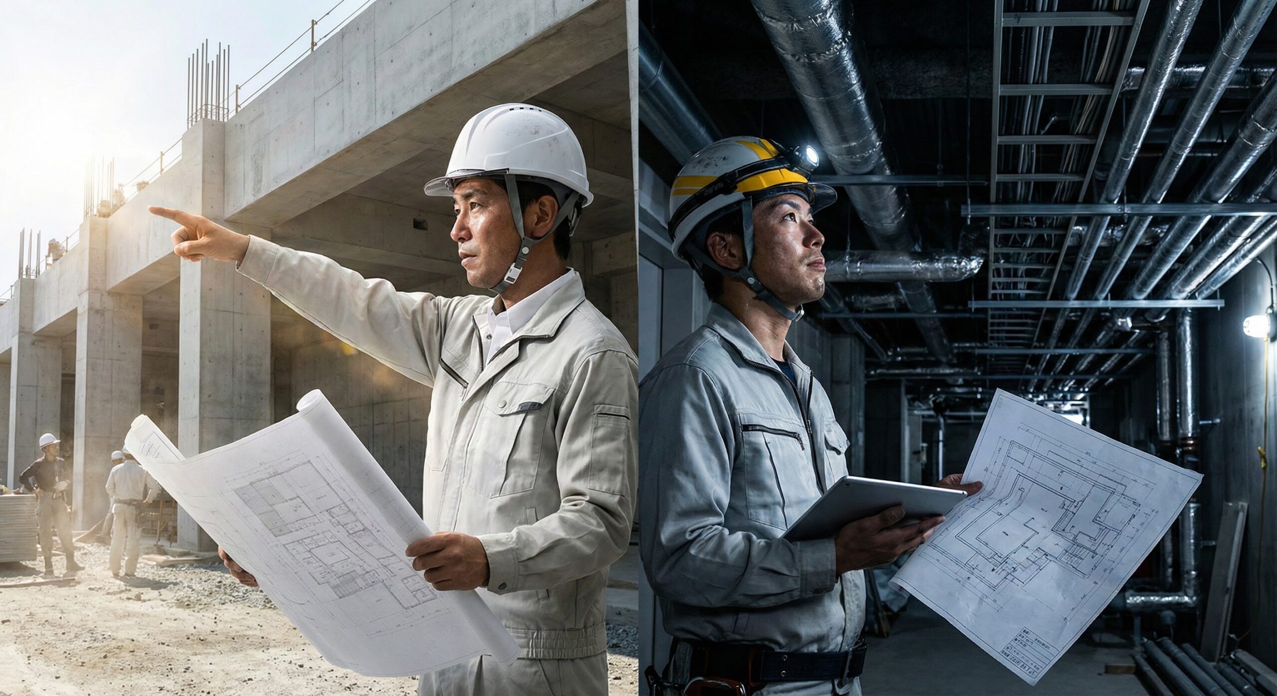 建築監督と設備監督の比較イメージ