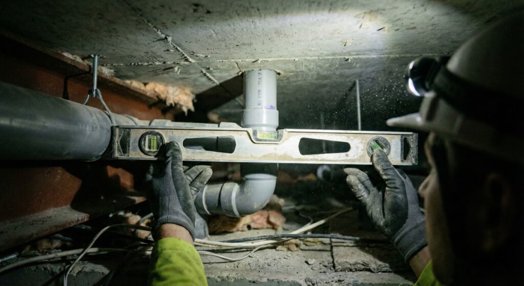 天井裏が狭すぎて排水勾配「1/100」が取れない。1/150でも許される条件とは？