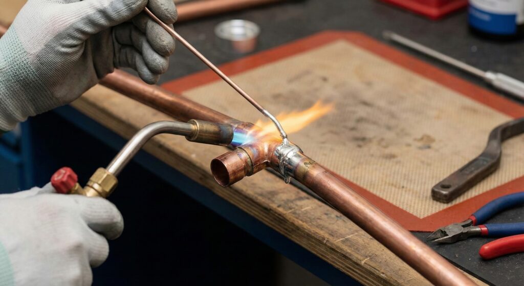 銅管ろう付けで「裏側にロウが回らない」のはなぜ？隙間を埋める「熱の誘導」テクニック