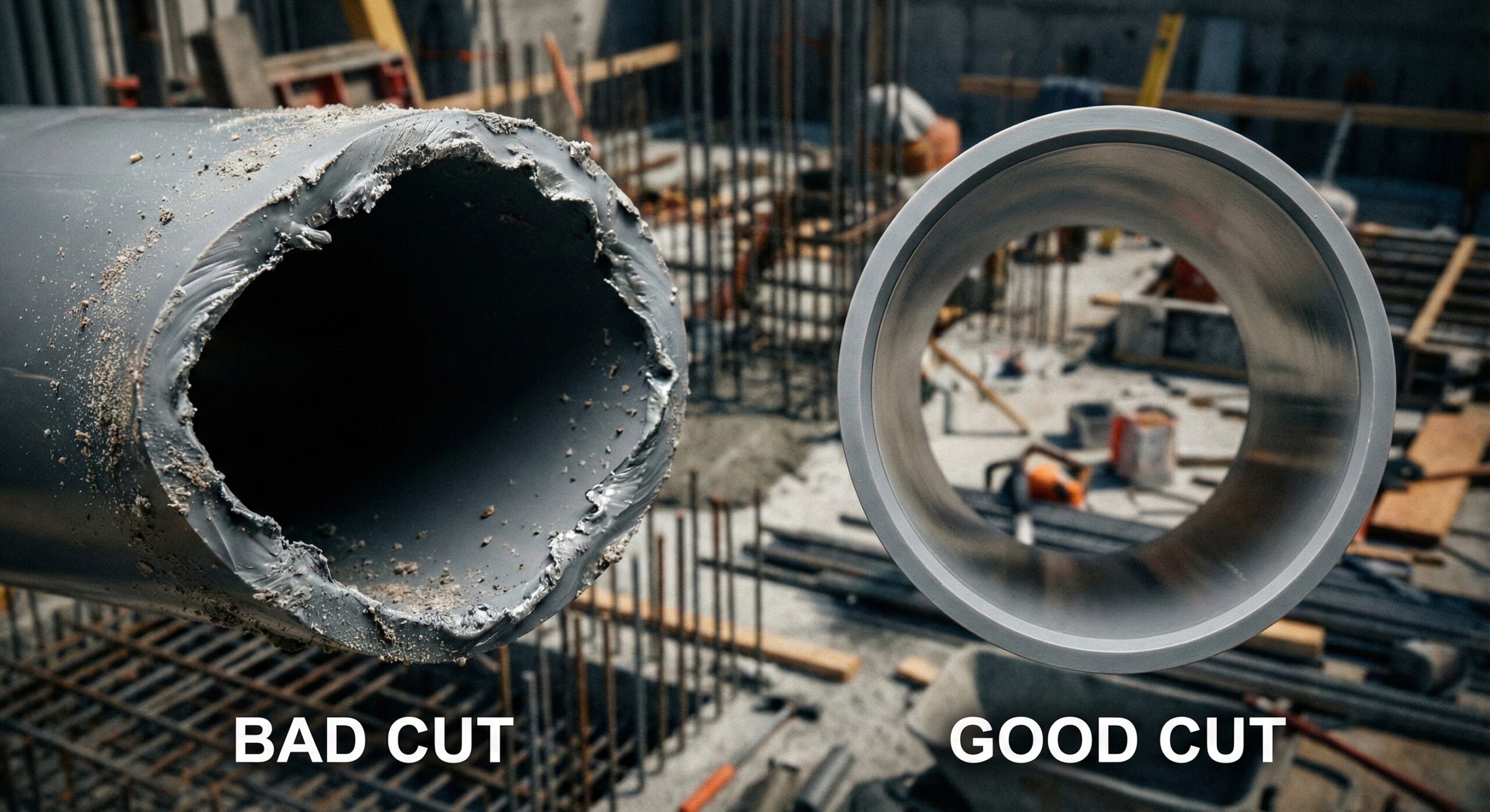 切れないカッターと新品カッターの断面比較